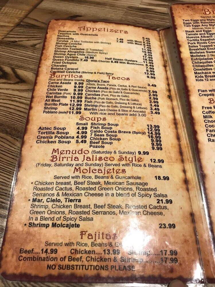 Gloria's Cocina Mexicana - Ontario, CA menu_pic