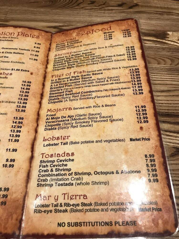 Gloria's Cocina Mexicana - Ontario, CA menu_pic