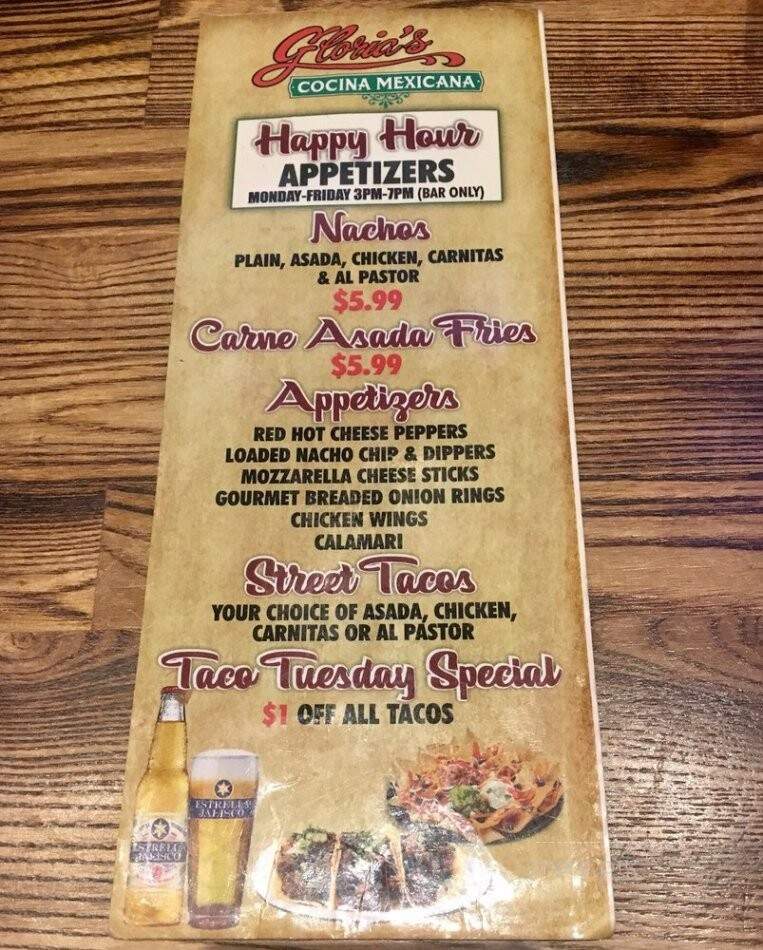Gloria's Cocina Mexicana - Ontario, CA menu_pic