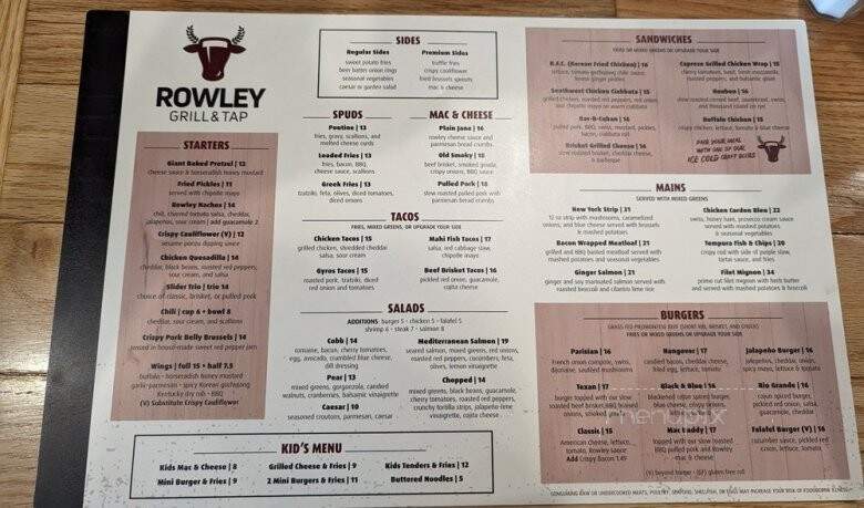 Rowley Grill & Tap - Winchester, CT menu_pic