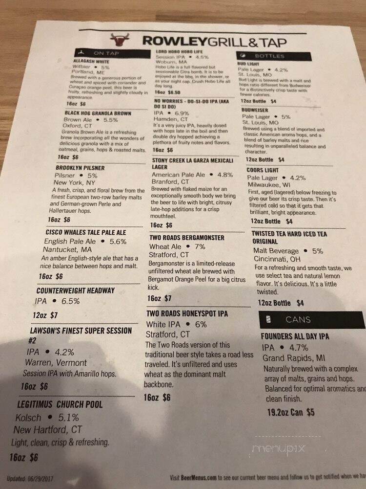 Rowley Grill & Tap - Winchester, CT menu_pic