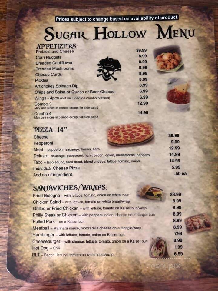 Sugar Hollow Marina - LaFollette, TN menu_pic