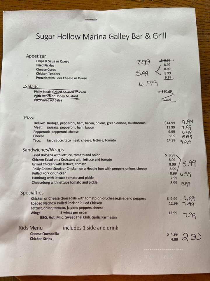 Sugar Hollow Marina - LaFollette, TN menu_pic