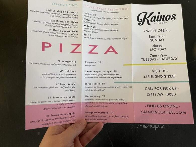 Kainos Coffee & Pizza - The Dalles, OR menu_pic