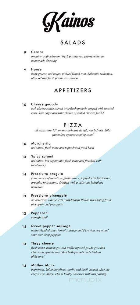 Kainos Coffee & Pizza - The Dalles, OR menu_pic