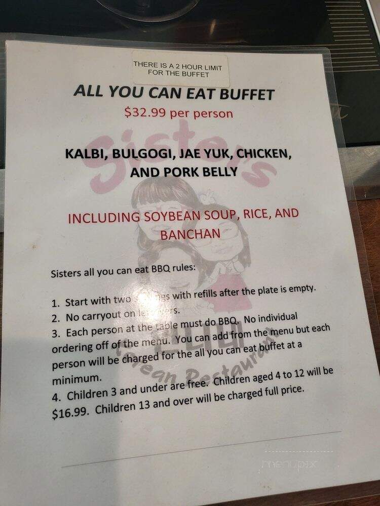 Sisters Korean Restaurant - Greenwood, IN menu_pic