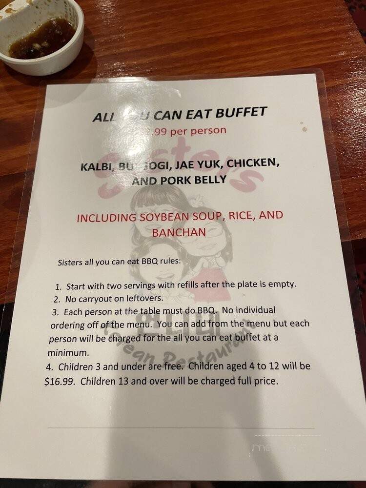 Sisters Korean Restaurant - Greenwood, IN menu_pic