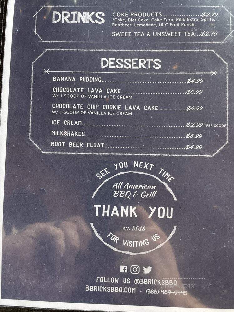 3 Bricks BBQ & Grill - DeLand, FL menu_pic