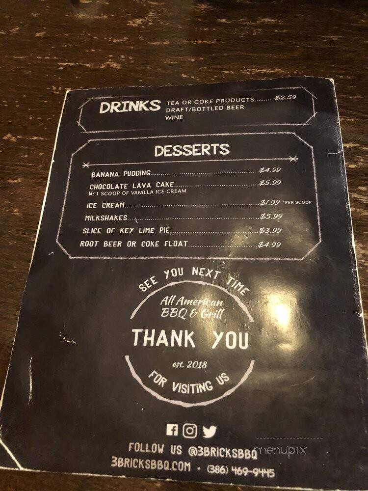 3 Bricks BBQ & Grill - DeLand, FL menu_pic
