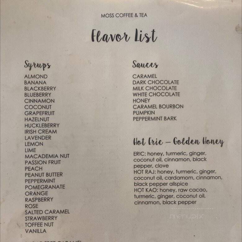 Moss Coffee & Tea - Boise, ID menu_pic