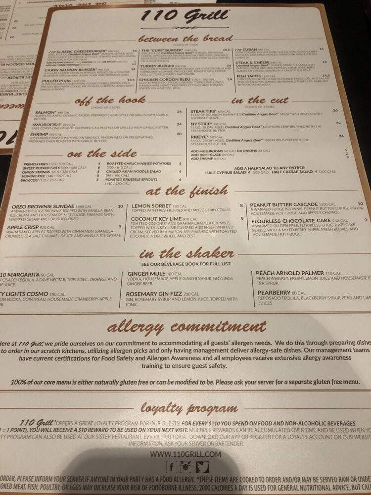 110 Grill - Saugus, MA menu_pic