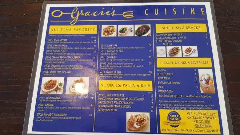 Gracie's Cuisine - Everett, WA menu_pic