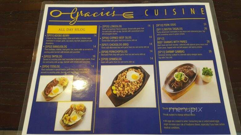 Gracie's Cuisine - Everett, WA menu_pic