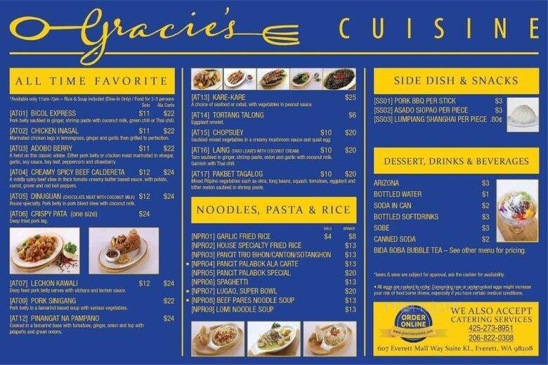 Gracie's Cuisine - Everett, WA menu_pic