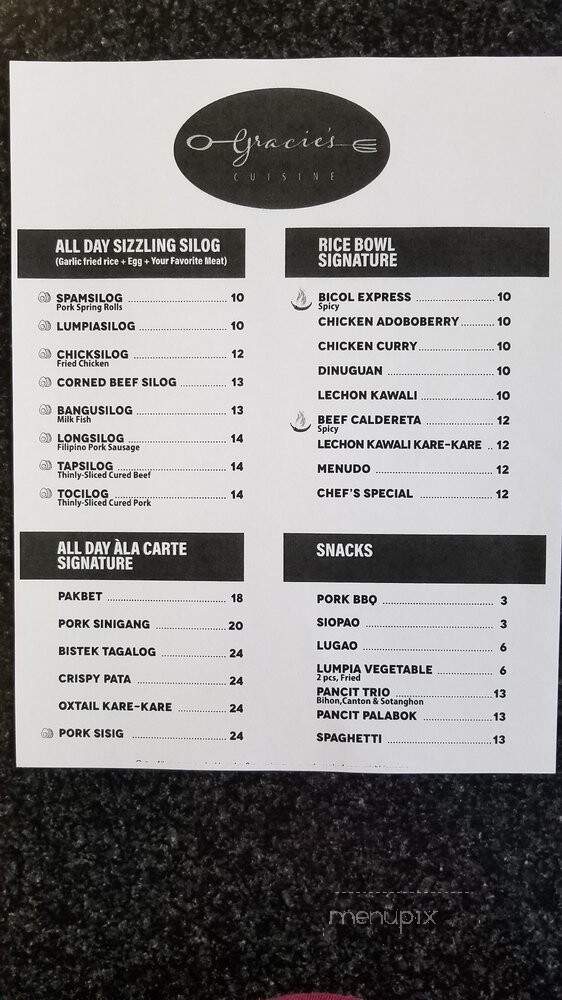 Gracie's Cuisine - Everett, WA menu_pic