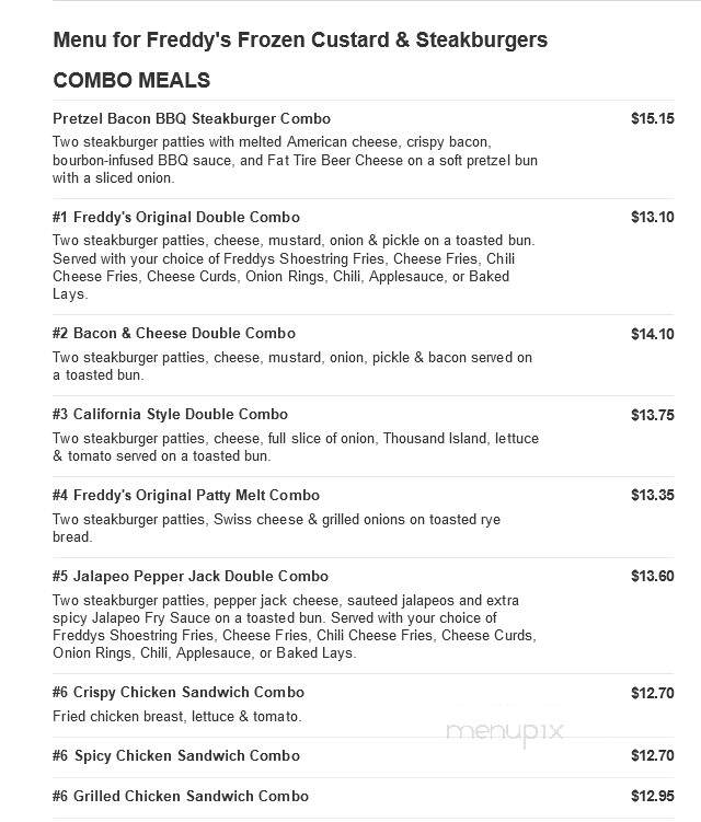 Freddy's Frozen Custard & Steakburgers - Zanesville, OH menu_pic