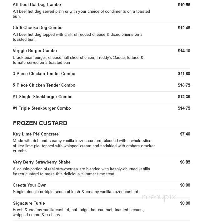 Freddy's Frozen Custard & Steakburgers - Zanesville, OH menu_pic