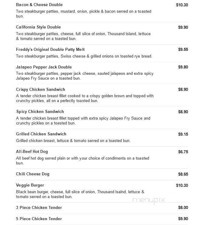 Freddy's Frozen Custard & Steakburgers - Zanesville, OH menu_pic