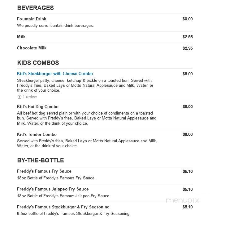 Freddy's Frozen Custard & Steakburgers - Zanesville, OH menu_pic