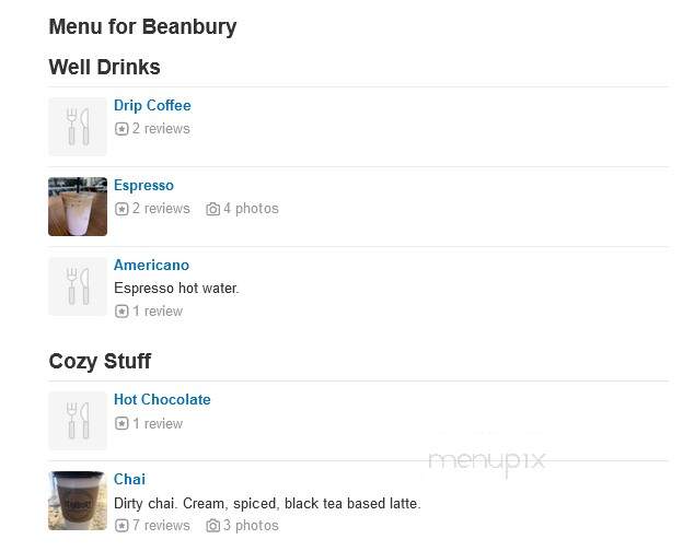Beanbury - Succasunna, NJ menu_pic