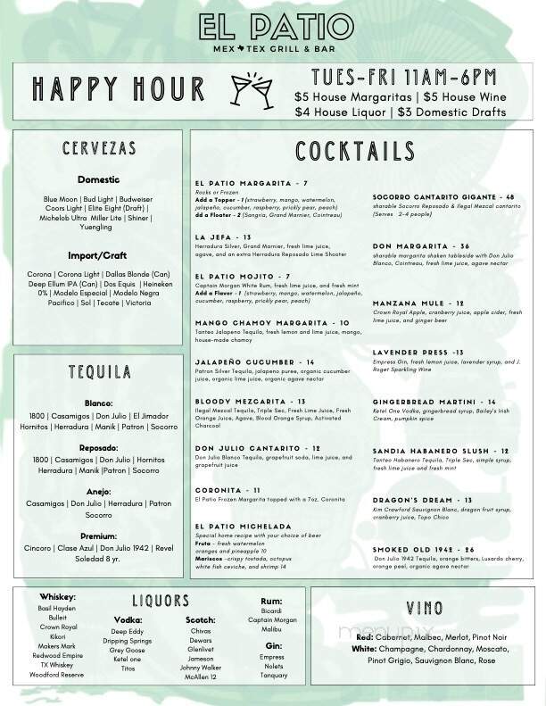 El Patio Mex-Tex - Lewisville, TX menu_pic