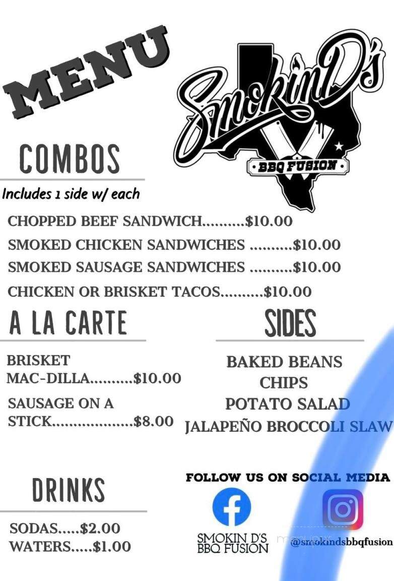 Smokin D's Bbq Fusion Bar & Grill - Alvin, TX menu_pic