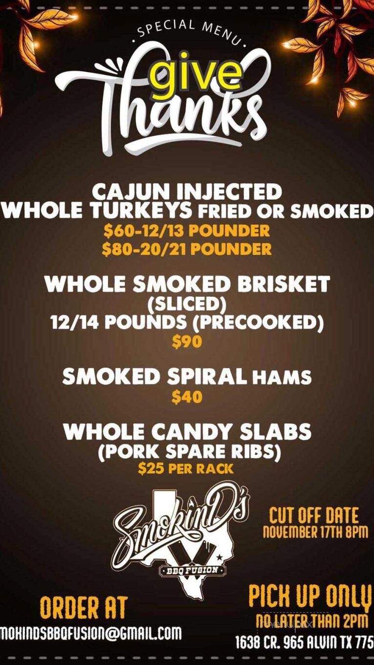 Smokin D's Bbq Fusion Bar & Grill - Alvin, TX menu_pic