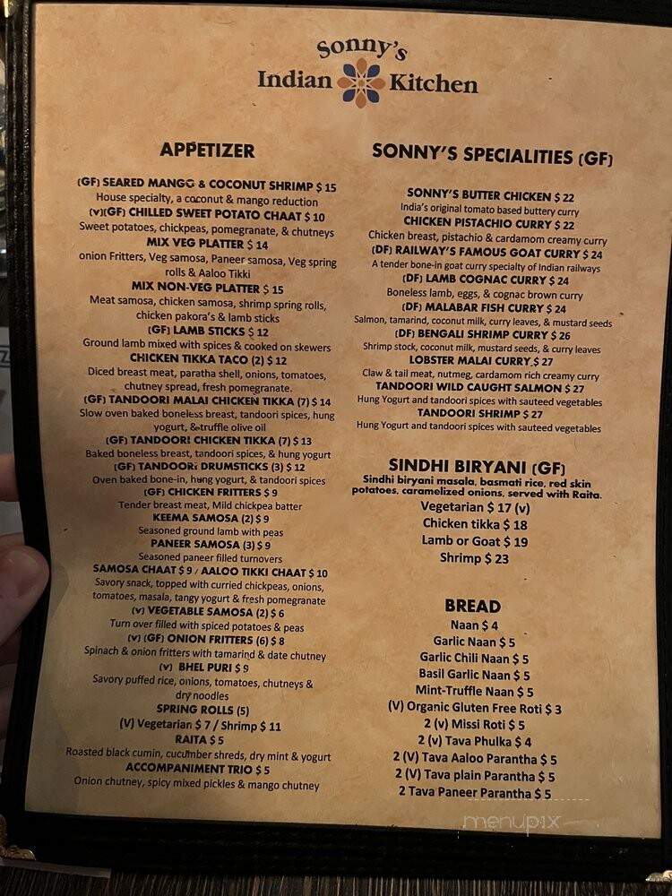 Sonnys Indian Kitchen - Chatham, NJ menu_pic