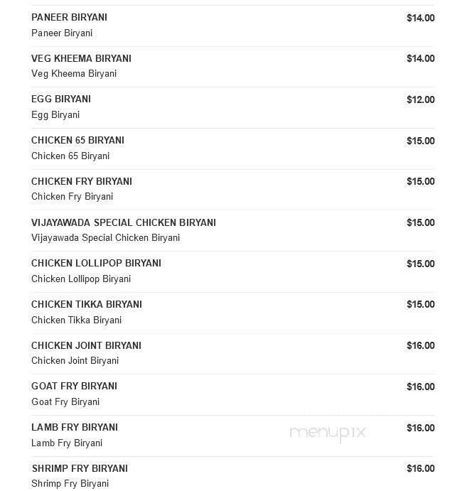 Sitara Indian Cuisine - Carmel, IN menu_pic
