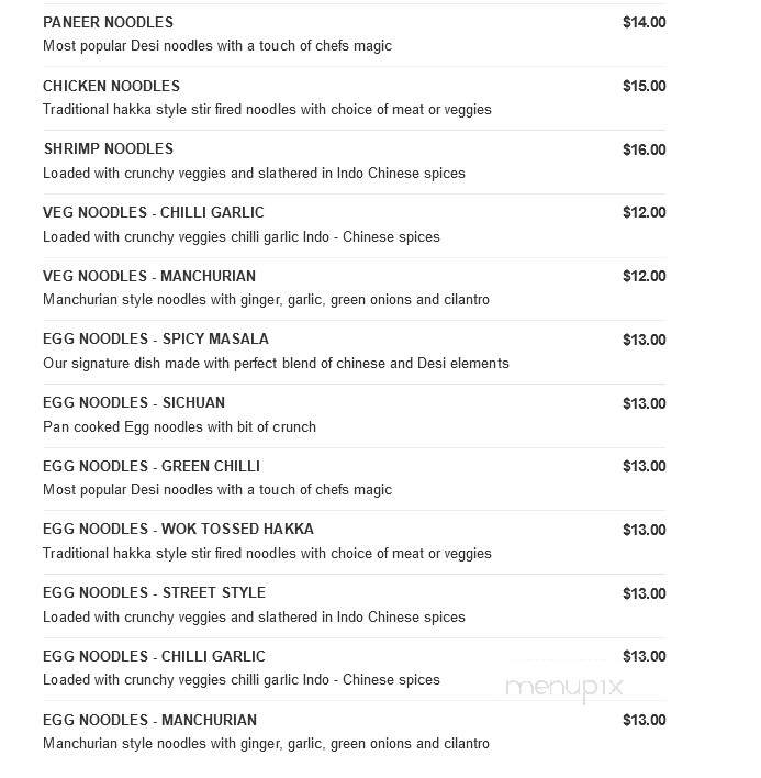 Sitara Indian Cuisine - Carmel, IN menu_pic