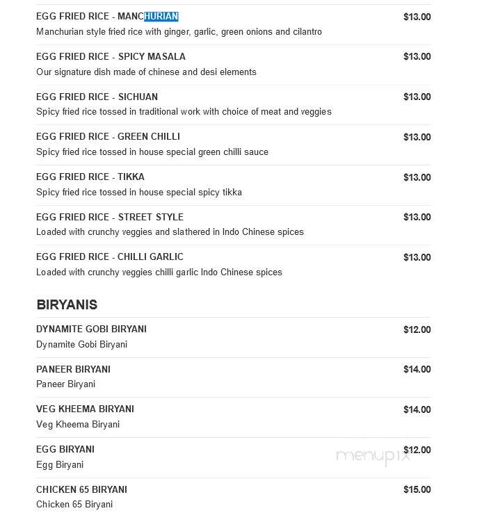 Sitara Indian Cuisine - Carmel, IN menu_pic