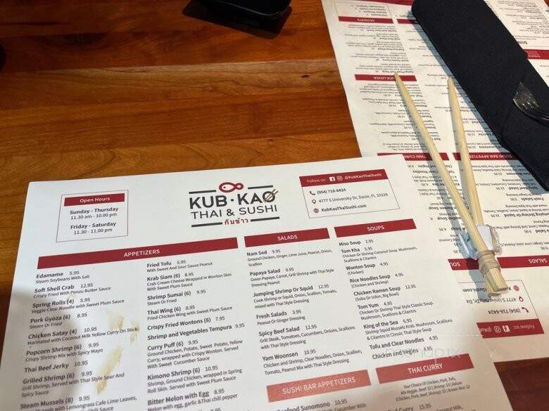 Kub Kao Thai & Sushi - Davie, FL menu_pic