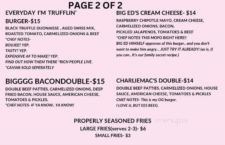 Charliemac's Burger Kitchen - College Station, TX menu_pic