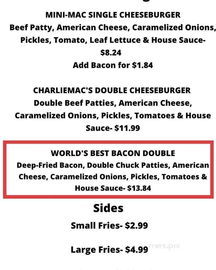 Charliemac's Burger Kitchen - College Station, TX menu_pic