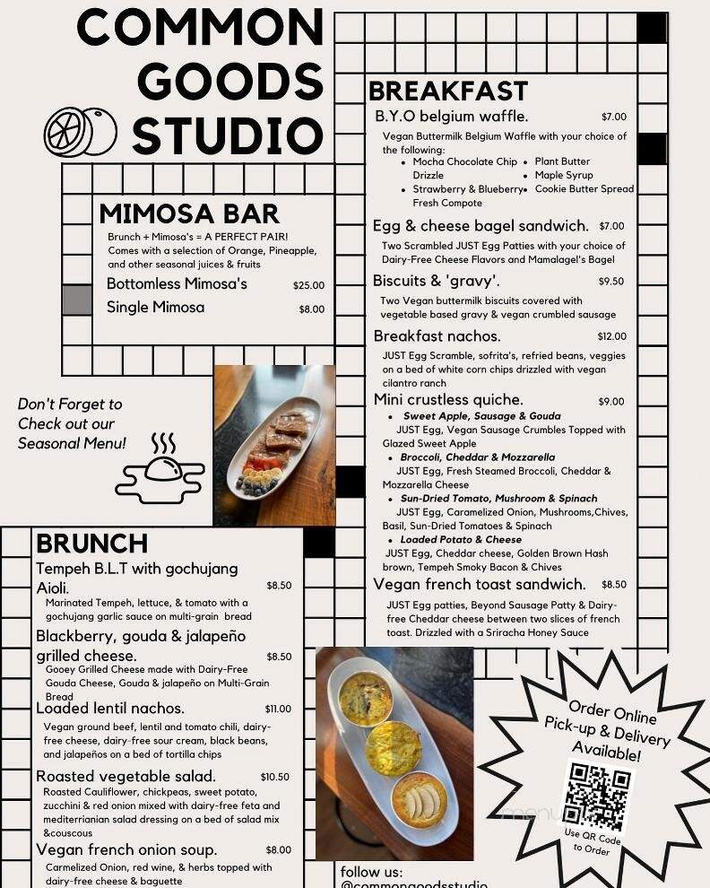 Common Goods Studio - Youngstown, OH menu_pic