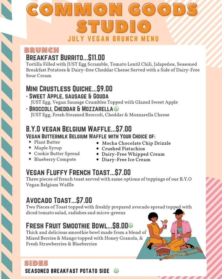 Common Goods Studio - Youngstown, OH menu_pic