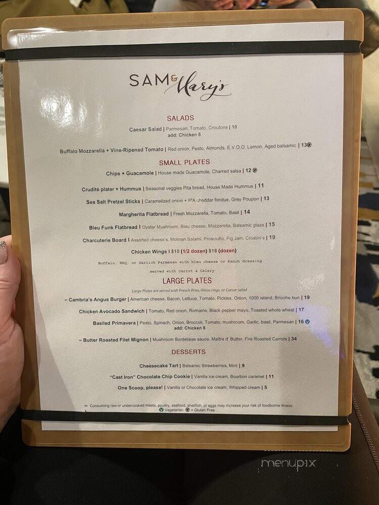 Sam & Mary's Restaurant and Bar - Rohnert Park, CA menu_pic