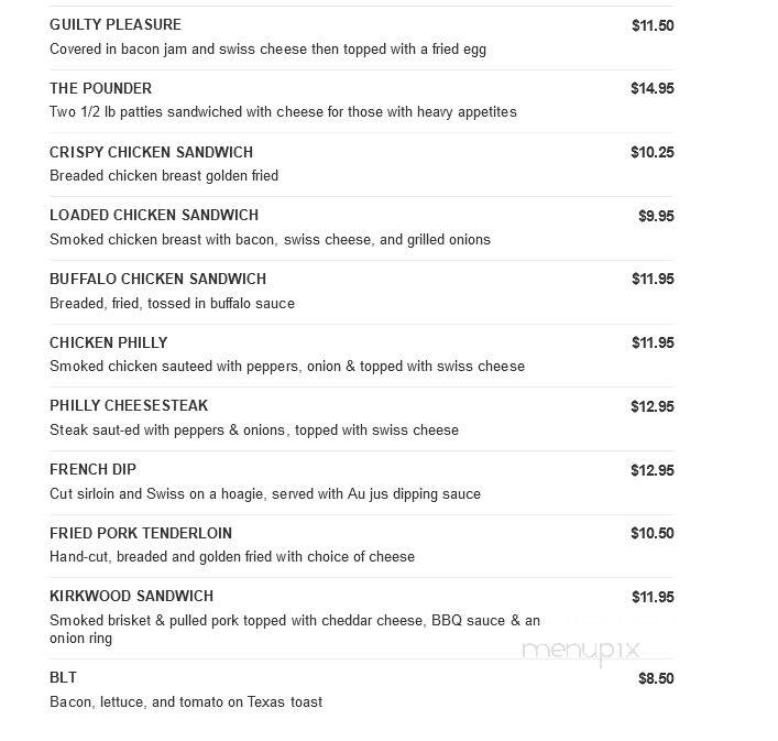 Kirkwood & Table & Tap - Highland, KS menu_pic