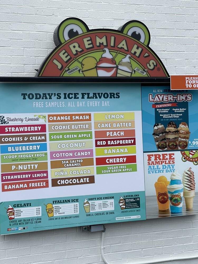 Jeremiah's Italian Ice - Savannah, GA menu_pic