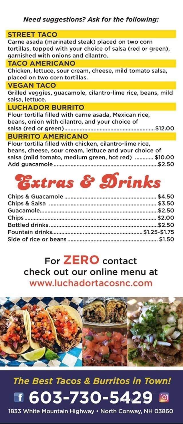 Luchador Tacos - Conway, NH menu_pic