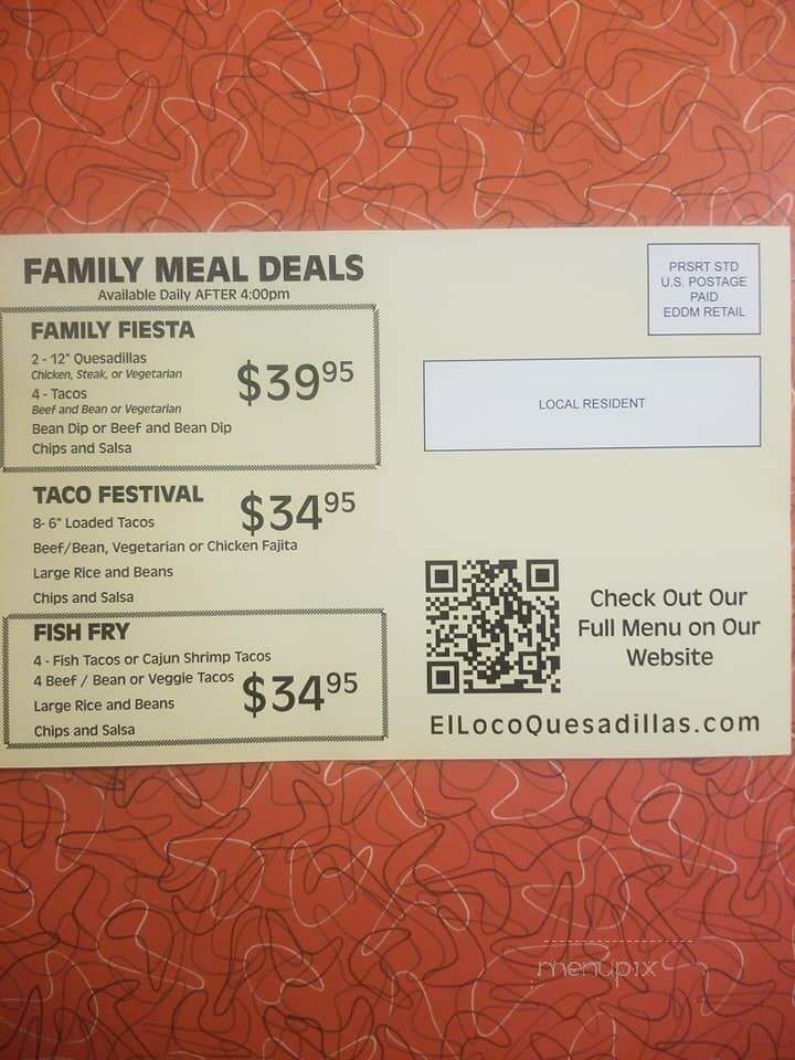 El Loco Quesadilla - Troy, MI menu_pic