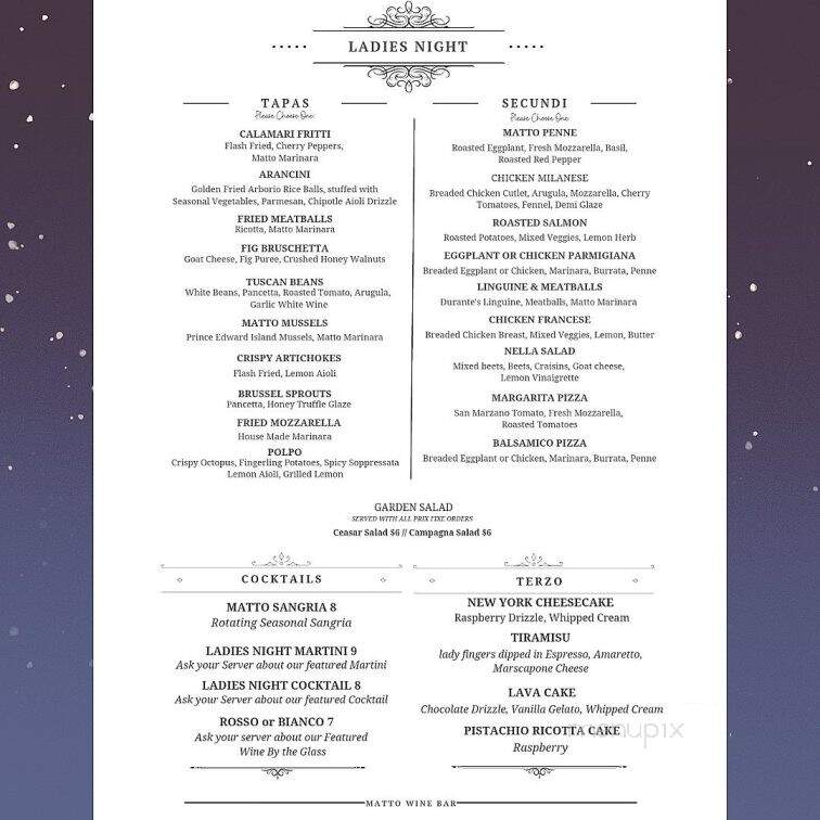 Matto Wine Bar - Shelton, CT menu_pic