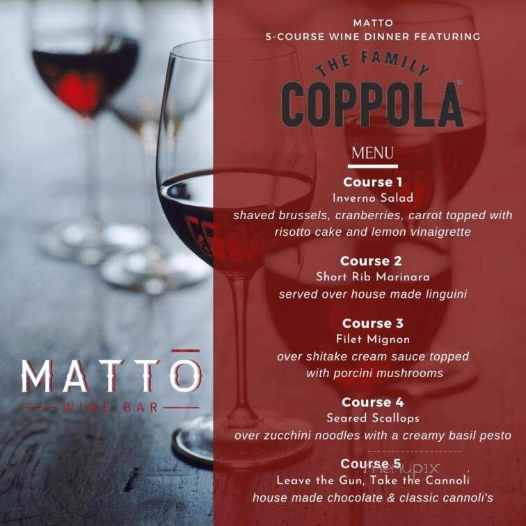 Matto Wine Bar - Shelton, CT menu_pic