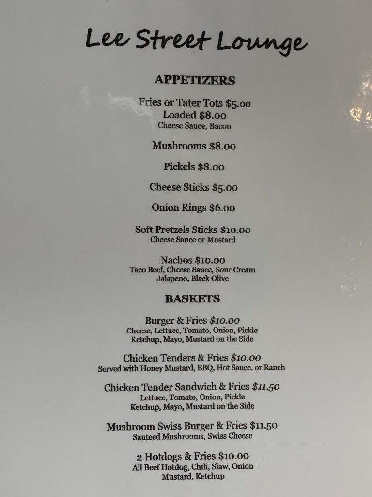Lee Street Lounge - Charleston, WV menu_pic