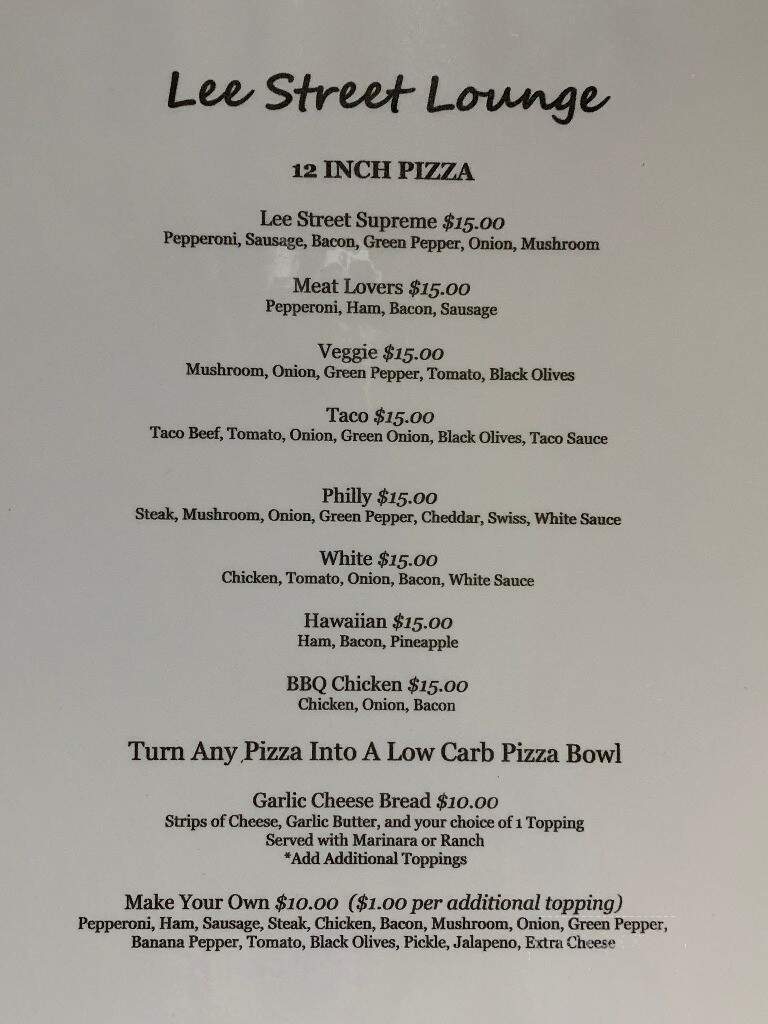Lee Street Lounge - Charleston, WV menu_pic