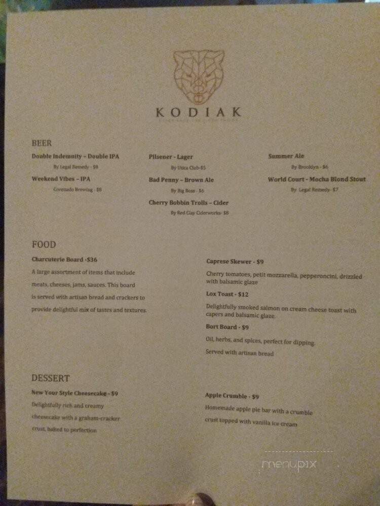 Kodiak - Concord, NC menu_pic