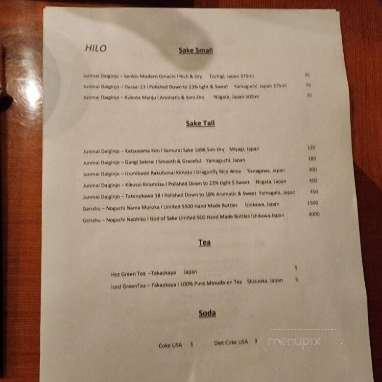 Hilo Sushi - Beverly Hills, CA menu_pic
