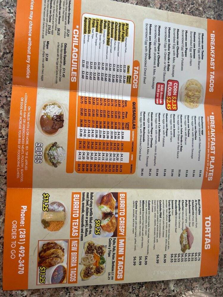 Online Menu of Tacos La Bala, Katy, TX