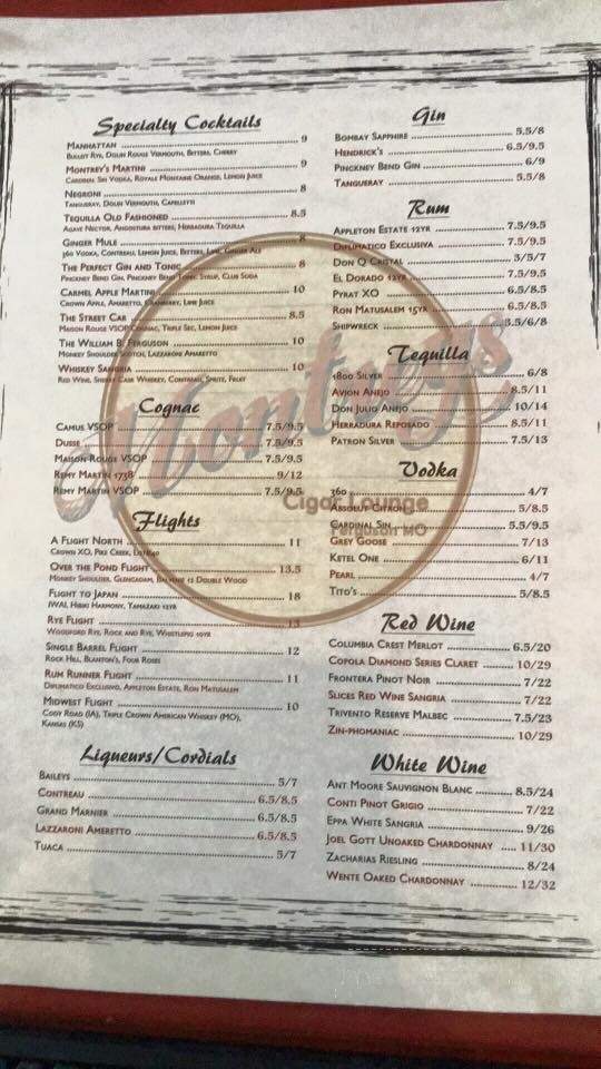 Montrey's Cigar Lounge - Ferguson, MO menu_pic