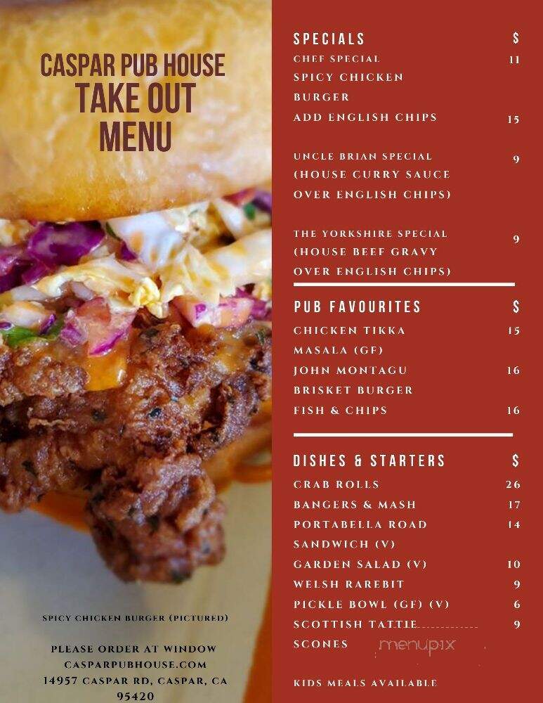 Caspar Inn - Caspar, CA menu_pic
